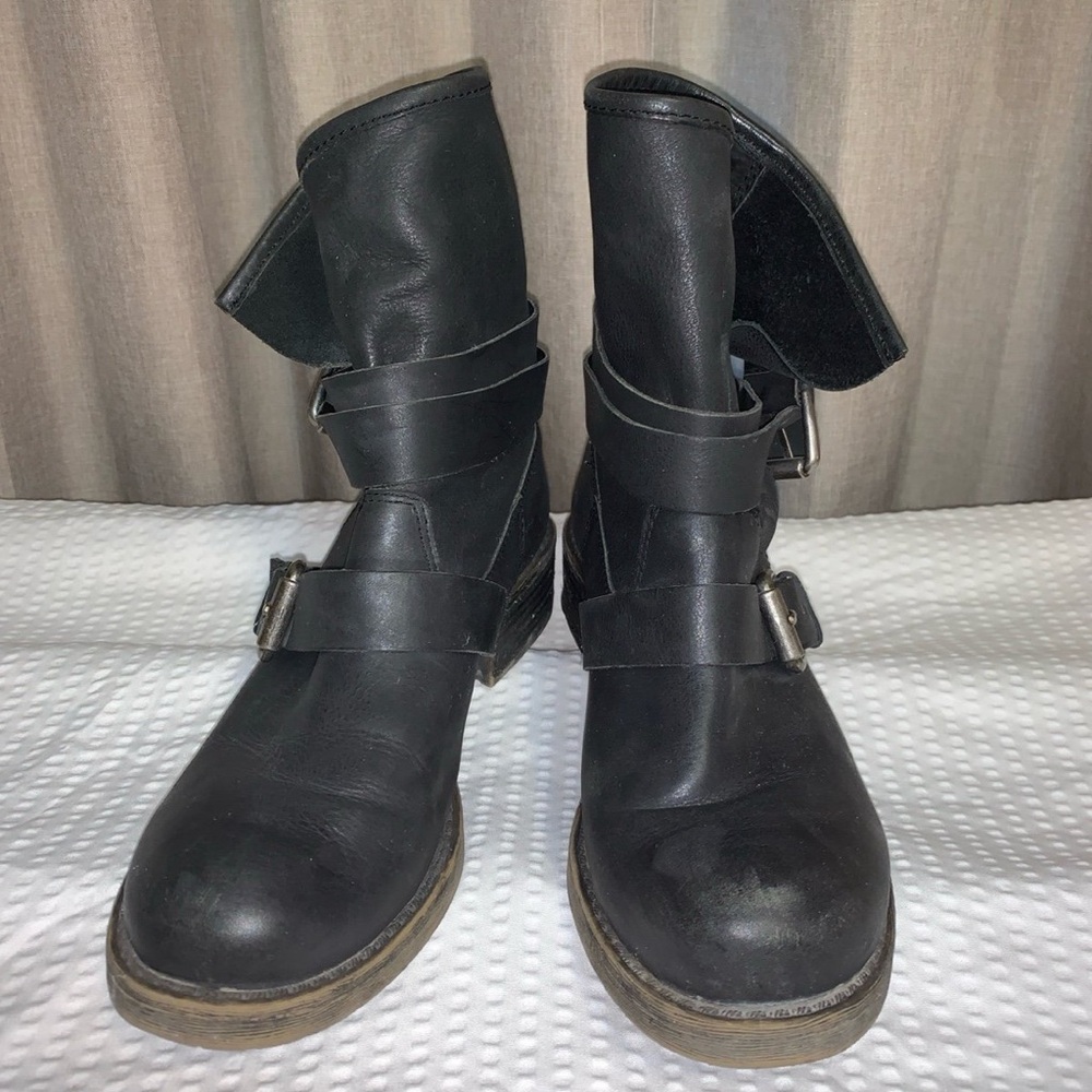 Lucky Brand Women’s Black Leather Biker Boots Size 7